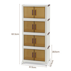 SWANEW Aufbewahrungsbox, mit Deckel, mit Türen & Rädern, Schrank Storage Groß