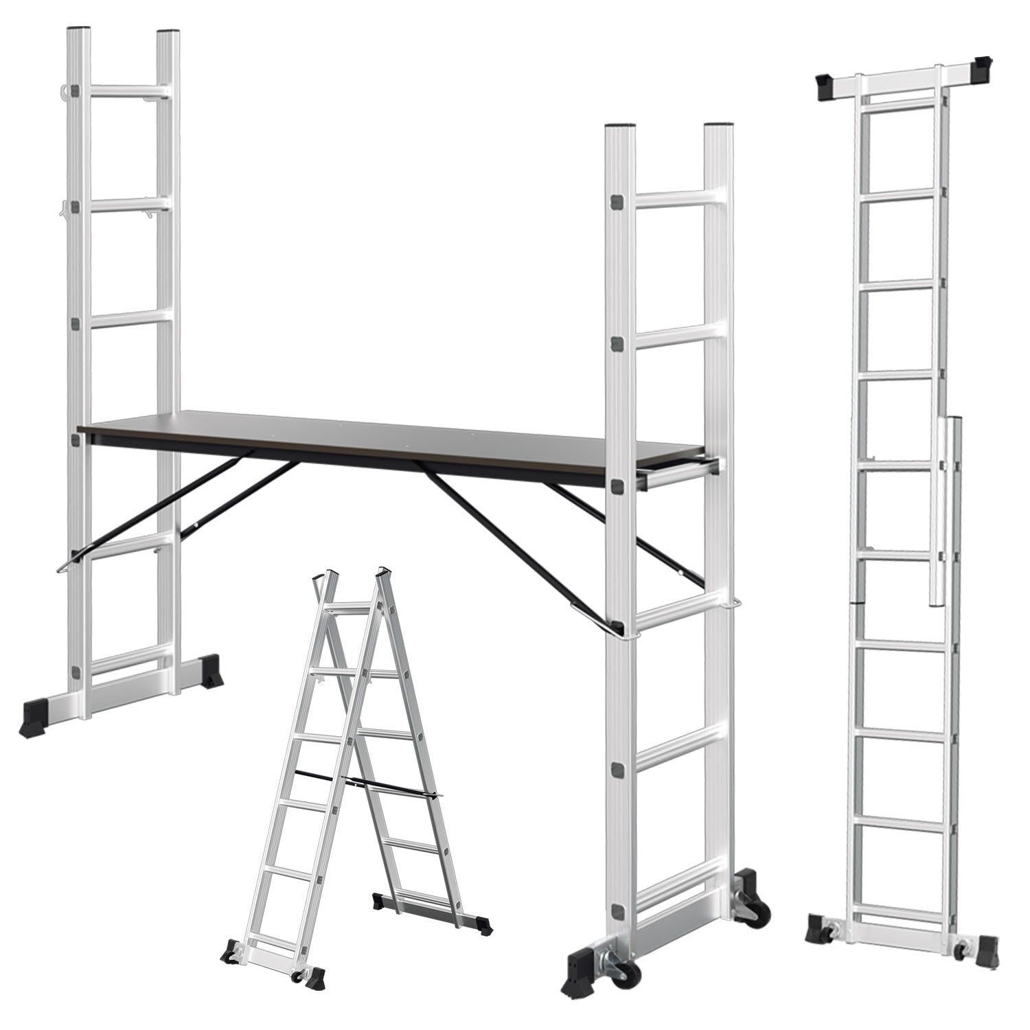 Mehrzweckleiter 4-in-1 Aluminium Leiter 6+6 Stufen