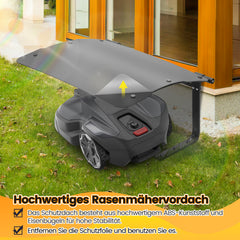 SWANEW Mähroboter Garage mit klappbarem Dach – Rasenroboter Garage Regenschutz, wetterfeste Automower Überdachung für Garten & Ladestation