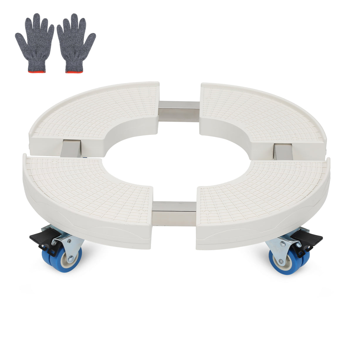 SWANEW Pflanzenroller rund mit Handschuhen, Ø 38cm bis 54,5cm, Blumentopf Rolluntersetzer mit Rollen Blumenroller