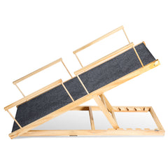 SWANEW Hunderampe 120cm lang, Hundetreppe aus Holz, Haustierrampe für kleine große Hunde und Katzen, rutschfeste klappbar, bis zu 90KG Tragkraft
