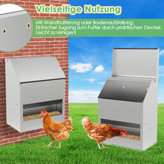 Hühnerfutterautomat mit Deckel & Wandhalterung