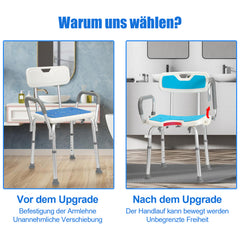 Duschstuhl mit abnehmbaren Armen und Rückenlehne