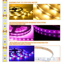 SWANEW LED Strip RGB LED Streifen LED Streifenlichter 30 LED 12V Selbstklebend mit 44 Tasten Fernbedienung IP20 LED Band Flexibel für Haus Party Küche [Energieklasse F]