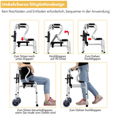 SWANEW Gehhilfe für Senioren, Gehbock Klappbarer, Gehhilfe erwachsene Gehgestell höhenverstellbar mit 2 Lenkrollen, Rutschfest Stabil Gehwagen Bis 180 kg