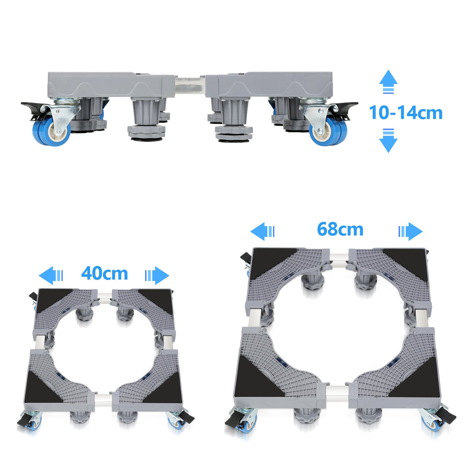SWANEW Waschmaschinen Untergestell, 41-65cm 8 Füße und 4 Räder,  Verstellbare Waschmaschine Sockel, Podeste & Rahmen für Gefrierschrank