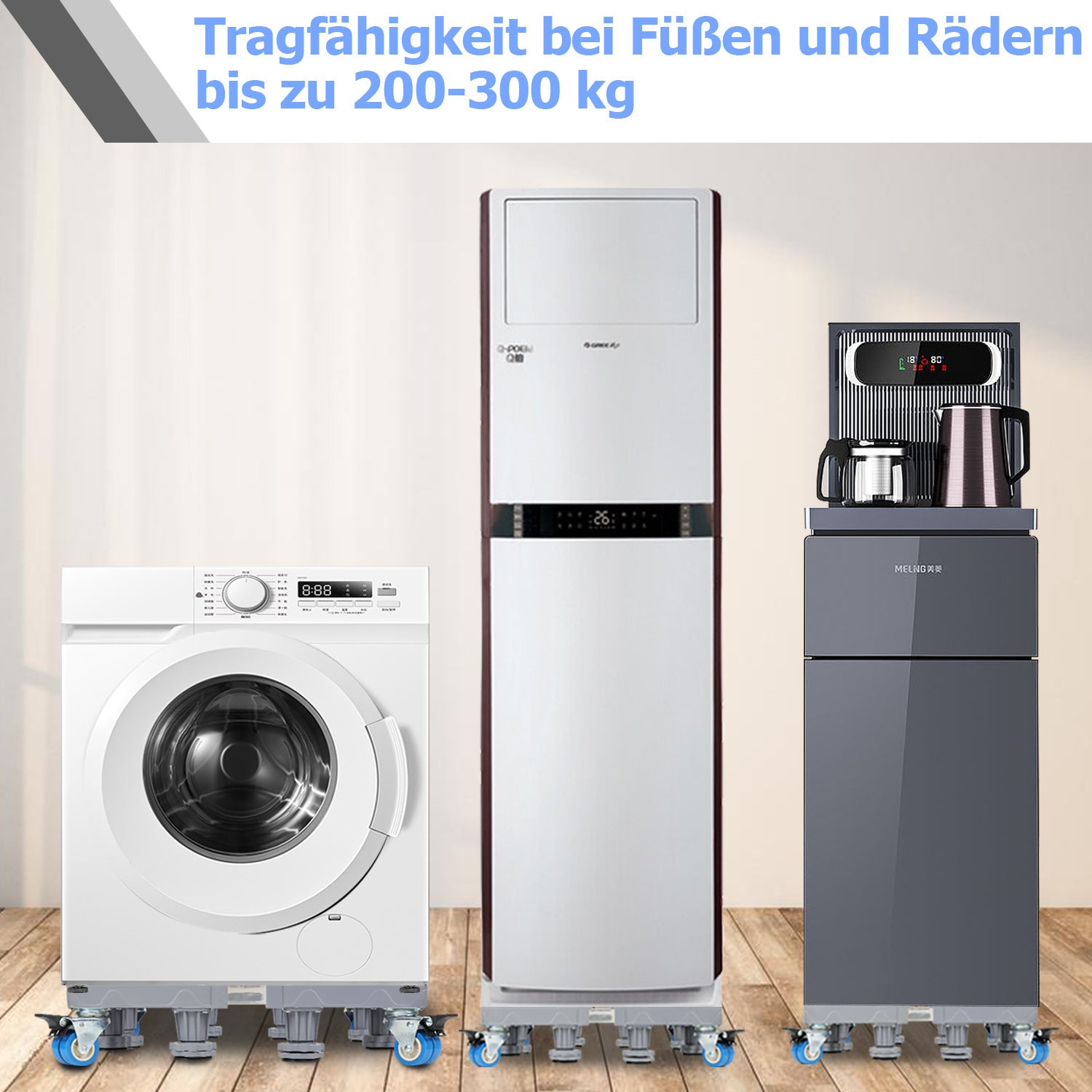 SWANEW Waschmaschinen Untergestell, 41-65cm 8 Füße und 4 Räder,  Verstellbare Waschmaschine Sockel, Podeste & Rahmen für Gefrierschrank
