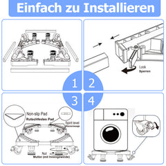 SWANEW Waschmaschinen Untergestell, 41-65cm 8 Füße und 4 Räder,  Verstellbare Waschmaschine Sockel, Podeste & Rahmen für Gefrierschrank