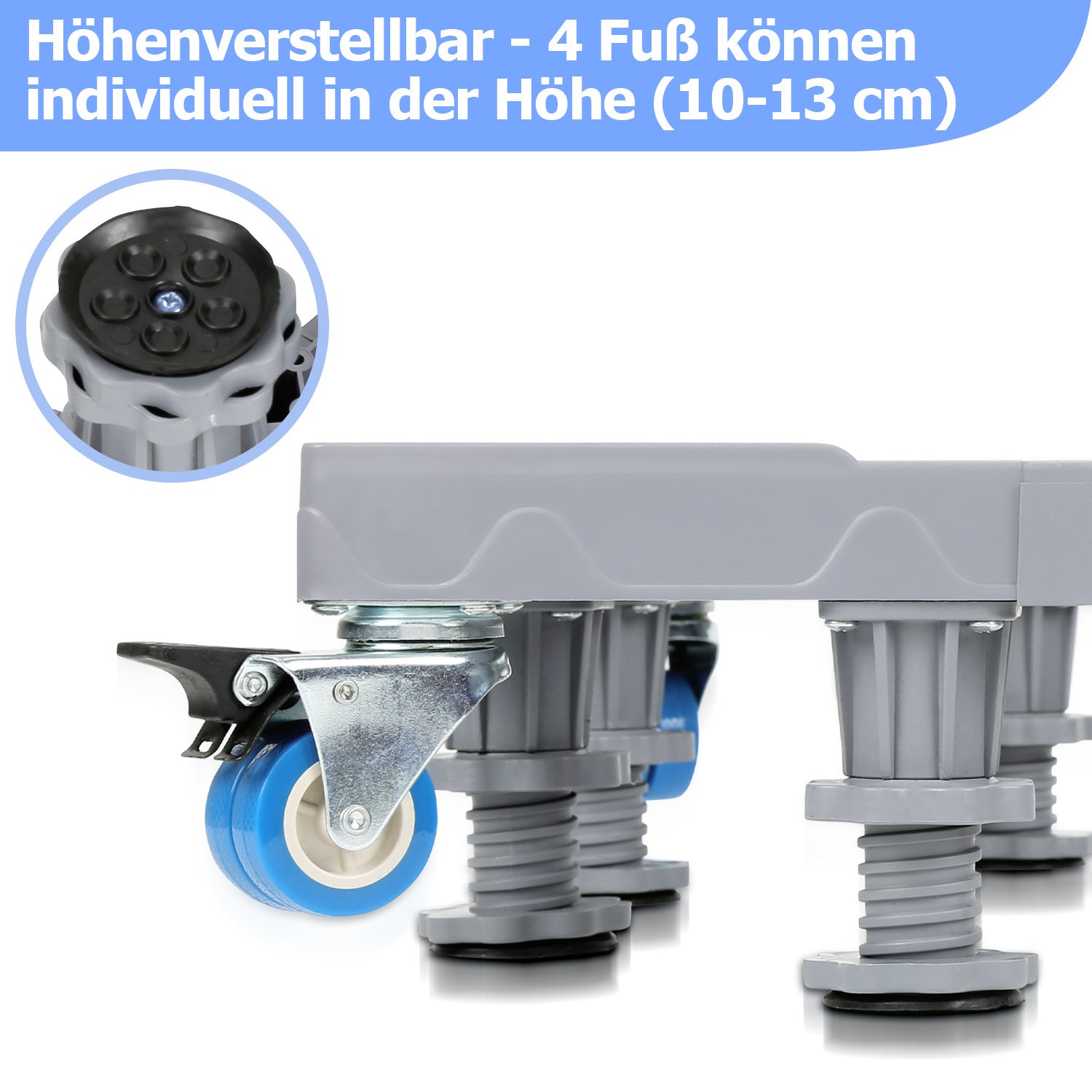 SWANEW Waschmaschinen Untergestell, 41-65cm 8 Füße und 4 Räder,  Verstellbare Waschmaschine Sockel, Podeste & Rahmen für Gefrierschrank