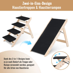 SWANEW Hundetreppe, Hunderampe, 2 in 1 Faltbar Haustiertreppe Hundetreppen, Bis 80kg