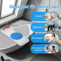 SWANEW Badewannenbrett mit Griff und Seifenablage 69x28cm Einstellbar 41-62cm, Badewannensitz Erwachsene Senioren, Sitzbrett für Badewanne Duschbrett max 150KG Badebrett