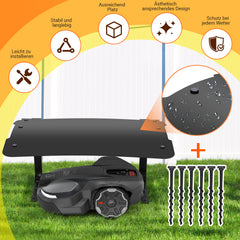 SWANEW Mähroboter Garage mit klappbarem Dach – Rasenroboter Garage Regenschutz, wetterfeste Automower Überdachung für Garten & Ladestation