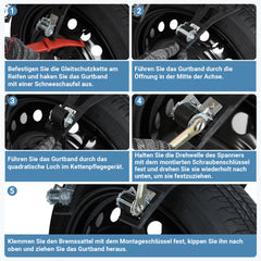 SWANEW 6/12tlg Schneeketten, Auto Anfahrhilfe, Reifenkette Anti-Rutsch