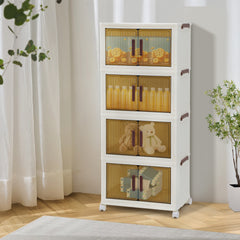 SWANEW Aufbewahrungsbox, mit Deckel, mit Türen & Rädern, Schrank Storage Groß