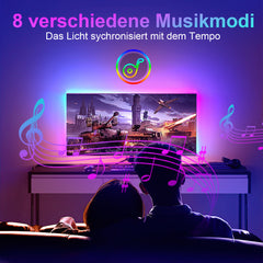 SWANEW Neon LED Strip RGBIC LED Streifen 133cm für 32 Zoll PC-Monitor, Neon Lichtband, PC Hintergrundbeleuchtung, USB Led Beleuchtung mit App-Steuerung [Energieklasse F]