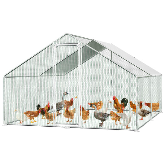 SWANEW Hühnerstall, Freilaufgehege mit Schloss, 3x4x2m, Kleintierstall Freigehege, Vogelkäfig