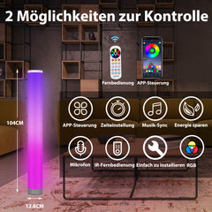 SWANEW LED RGB Stehlampe Dimmbar, LED Lichtsäule Höhe ca. 104cm, Standleuchte Smart Stehleuchte mit APP Steuerung [Energieklasse F]