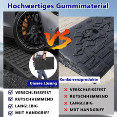 SWANEW Bordsteinrampe Gummi, Auffahrrampe, 2 Stück 10cm Hoch, Schwellenrampe mit Griff