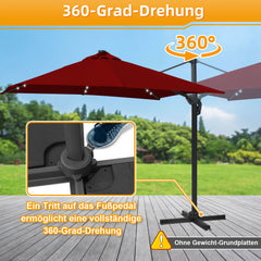 SWANEW Sonnenschirm 300 x 300 cm Solar LED Ampelschirm mit Kurbel UV50+, Drehbar und Kippbar