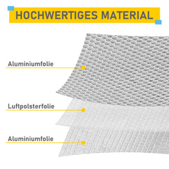 SWANEW Isolierfolie 1M X 10M Reflexionsfolie Heizung 10㎡ thermofolie Alu-Luftpolsterfolie Dämmfolie Isolierung