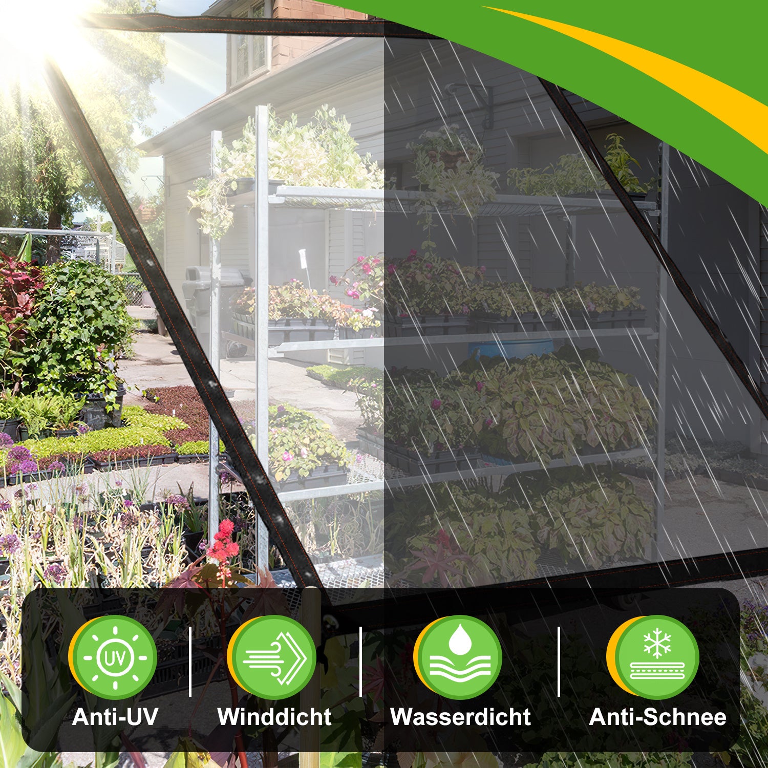 SWANEW Abdeckplane Wasserdicht, Transparente Plane mit ösen und Seil, Gartenplane,  für Terrasse Gewächshaus