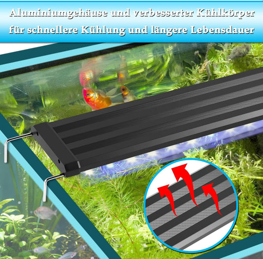 SWANEW Aquarium LED Beleuchtung, 10W Aquarium Lampe,  einstellbare Helligkeit Aquariumbeleuchtung Weiß Blau Licht, für Süßwasser-Aquarien