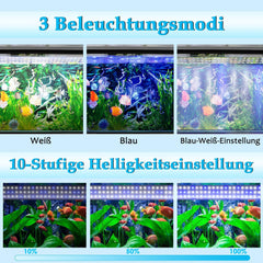 SWANEW Aquarium LED Beleuchtung, 10W Aquarium Lampe,  einstellbare Helligkeit Aquariumbeleuchtung Weiß Blau Licht, für Süßwasser-Aquarien