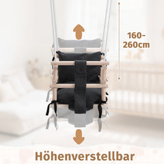 SWANEW Babyschaukel aus Holz – Kinderschaukel Indoor & Outdoor, höhenverstellbarer Schaukelsitz mit Polsterung, stabile Seile, Tragkraft bis 50 kg