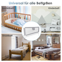 SWANEW Bettgitter Rausfallschutz – höhenverstellbares Bettschutzgitter für Kinderbett & Elternbett, 64–96 cm, in 150/180/200 cm