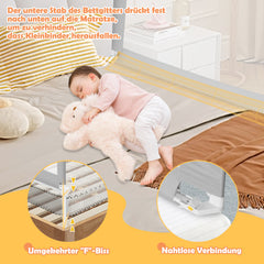 SWANEW Bettgitter Klappbar, Bettgitter Rausfallschutz höhenverstellbar (68 – 95 cm), Bettschutzgitter mit U-förmige Basis