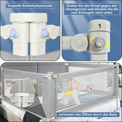 SWANEW Bettgitter Rausfallschutz Höhenverstellbar 70-98cm, Kinderbettschutzgitter Kinderbettgitter für Kinder & Elternbetten
