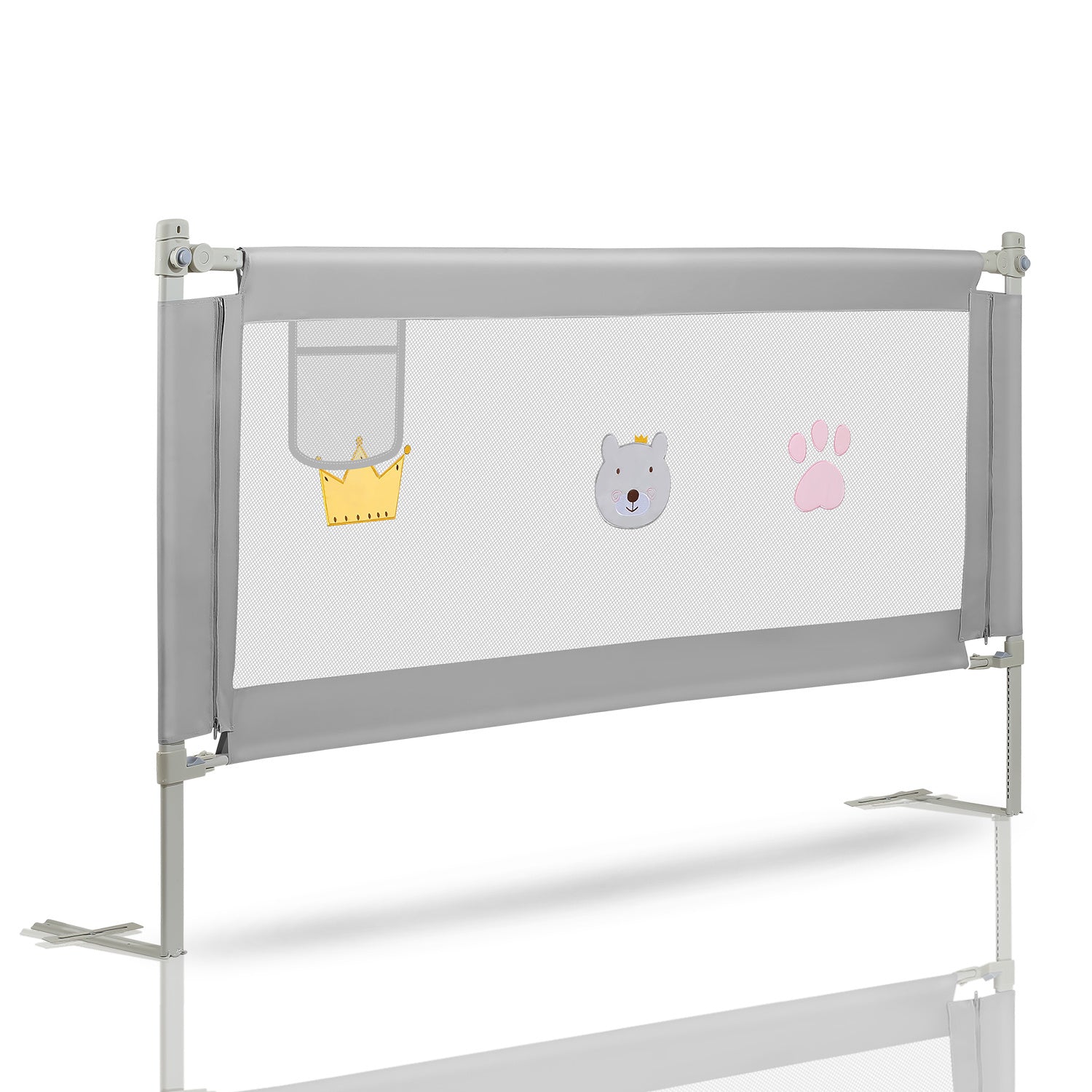 SWANEW Bettgitter Rausfallschutz Höhenverstellbar 70-98cm, Kinderbettschutzgitter Kinderbettgitter für Kinder & Elternbetten