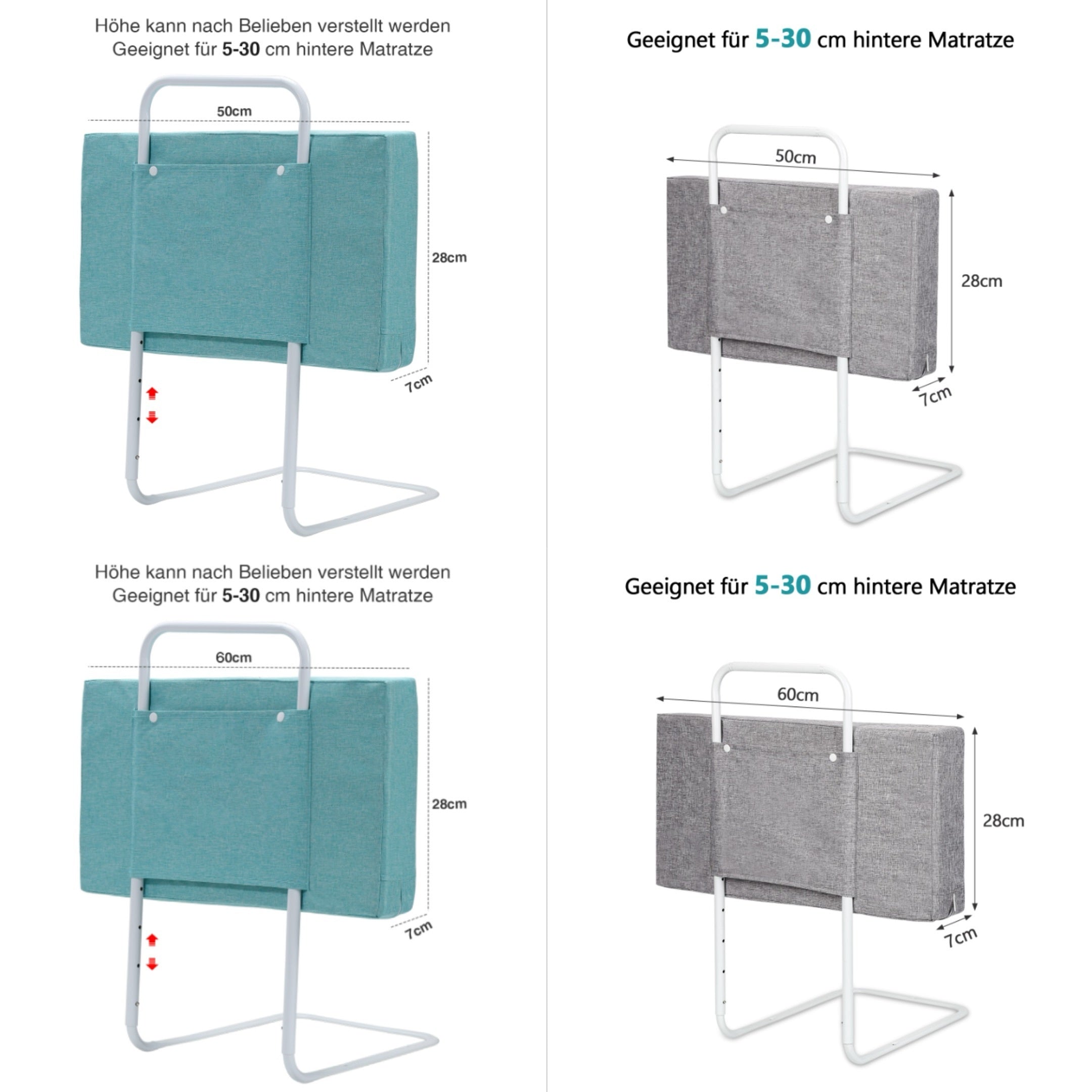 SWANEW Bettgitter für Kinder 50/60cm, Baby Bettschutzgitter 5-Loch Höhenverstellbar 40-60 cm, Kinderbettgitter für Matratzen 5-30 cm