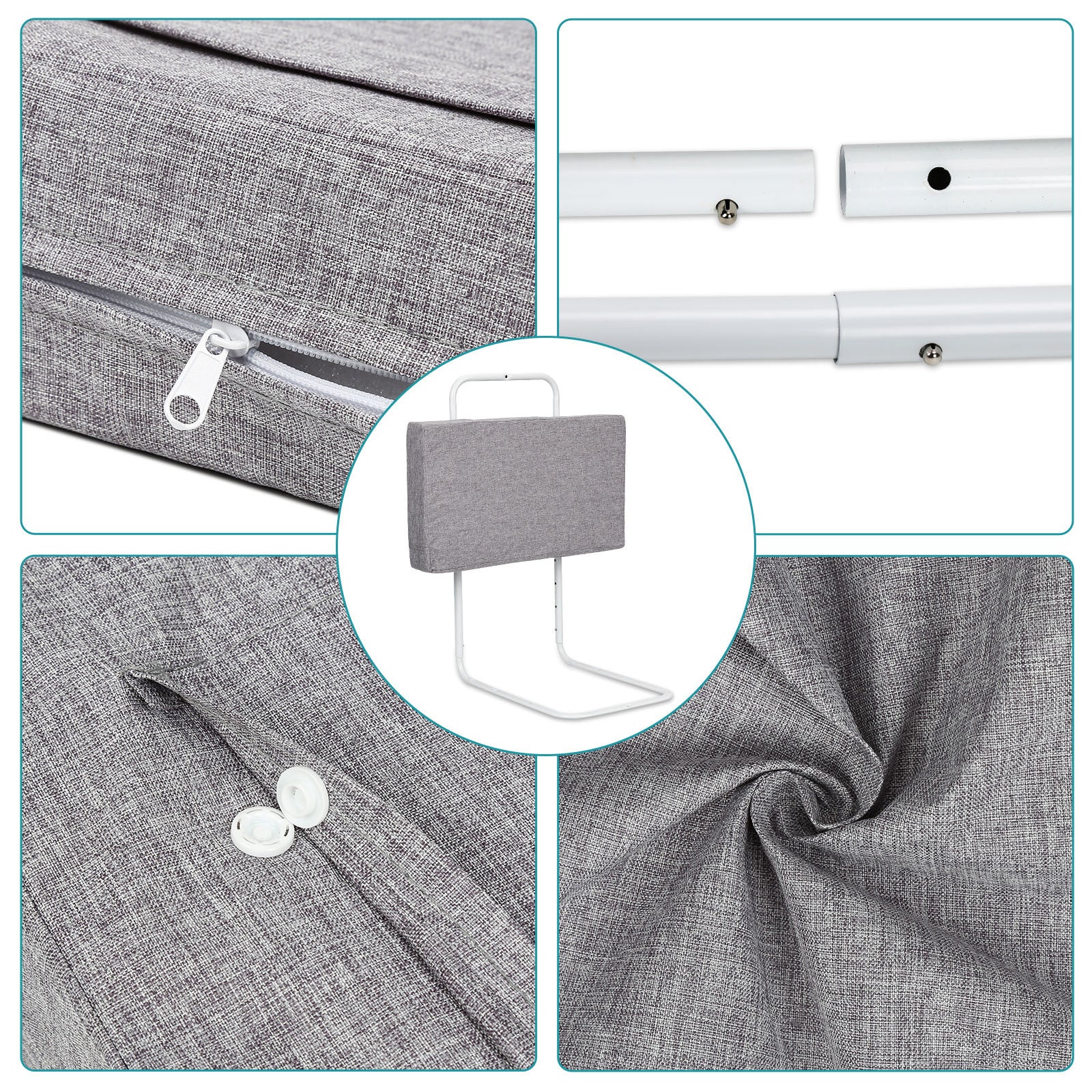 SWANEW Bettgitter für Kinder 50/60cm, Baby Bettschutzgitter 5-Loch Höhenverstellbar 40-60 cm, Kinderbettgitter für Matratzen 5-30 cm