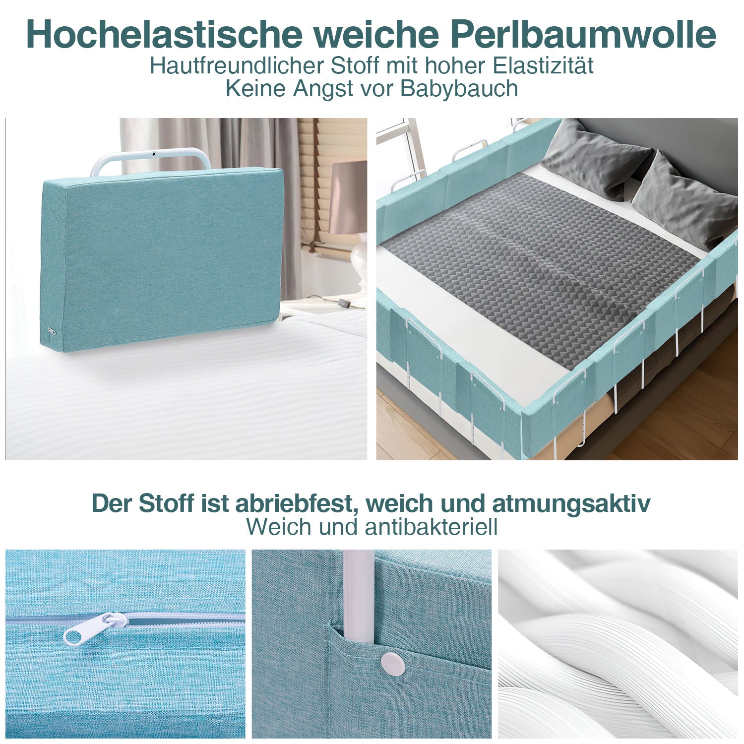 SWANEW Bettgitter für Kinder 50/60cm, Baby Bettschutzgitter 5-Loch Höhenverstellbar 40-60 cm, Kinderbettgitter für Matratzen 5-30 cm