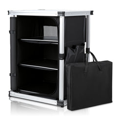 SWANEW Campingküche Campingschrank Klappbar,  Mobiler Küchenschrank, mit 3 Fächern & Tasche
