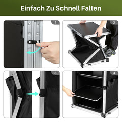 SWANEW Campingküche Campingschrank Klappbar,  Mobiler Küchenschrank, mit 3 Fächern & Tasche