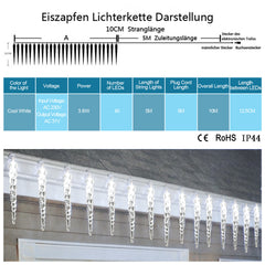 SWANEW Eiszapfen lichterkette, 40LEDs Eiszapfen, Weihnachtsbeleuchtung  Innen & Außen Deko
