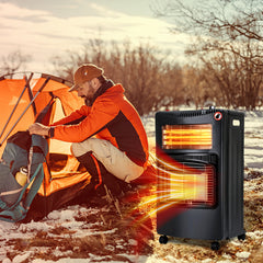 SWANEW Gasheizung, Gasheizer 4200W & Elektroheizung 1260W, Elektrische Gas-Zweizweckheizgeräte, Infrarot Heizstrahler, Heizstrahler Gasheizgerät mit 3 Schutzvorrichtungen [Energieklasse A]