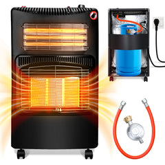 SWANEW Gasheizung, Gasheizer 4200W & Elektroheizung 1260W, Elektrische Gas-Zweizweckheizgeräte, Infrarot Heizstrahler, Heizstrahler Gasheizgerät mit 3 Schutzvorrichtungen [Energieklasse A]