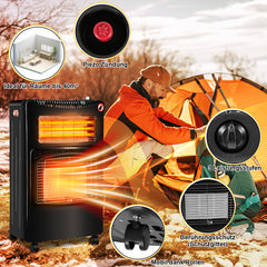 SWANEW Gasheizung, Gasheizer 4200W & Elektroheizung 1260W, Elektrische Gas-Zweizweckheizgeräte, Infrarot Heizstrahler, Heizstrahler Gasheizgerät mit 3 Schutzvorrichtungen [Energieklasse A]