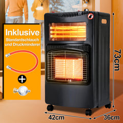 SWANEW Gasheizung, Gasheizer 4200W & Elektroheizung 1260W, Elektrische Gas-Zweizweckheizgeräte, Infrarot Heizstrahler, Heizstrahler Gasheizgerät mit 3 Schutzvorrichtungen [Energieklasse A]