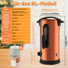 SWANEW Glühweinkocher 8L,  inkl. 1500W Heißgetränkeautomat, Edelstahl Glühweinkessel, Thermostat 30–110°C, inkl. 10 Tassen