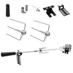 SWANEW Grillspieß Elektrischer, 107cm universal Edelstahl Drehspieß mit 2X Fleischnadeln, Drehspieß für Gasgrill, Traglast 10 kg, 220-240V