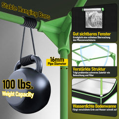 SWANEW Growzelt Komplettset, Growbox mit LED Grow Lampe, Gewächshaus, Pflanzenzelt inkl. Belüftungssystem