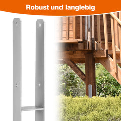 SWANEW H-Pfostenanker aus Stahl – H-Anker / Pfostenträger zum Einbetonieren für Zaun, Gewächshaus, Carport & Holzbau, 81–141 mm