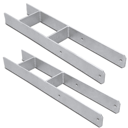 SWANEW H-Pfostenanker aus Stahl – H-Anker / Pfostenträger zum Einbetonieren für Zaun, Gewächshaus, Carport & Holzbau, 81–141 mm