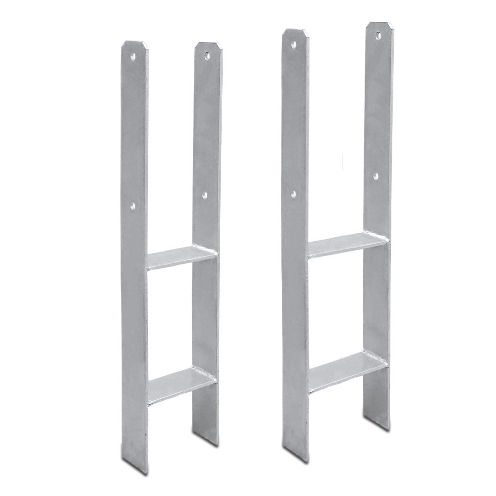 SWANEW H-Pfostenanker aus Stahl – H-Anker / Pfostenträger zum Einbetonieren für Zaun, Gewächshaus, Carport & Holzbau, 81–141 mm