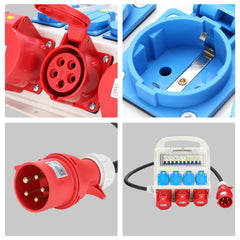 SWANEW Wandverteiler mit FI-Schutzschalter, Stromverteiler Baustromverteiler 2 x CEE 400V/16A+4 x 230V Schuko 5 Polig, IP44,  mit Leitung Für Baustelle