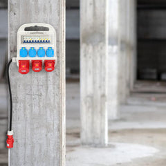 SWANEW Wandverteiler mit FI-Schutzschalter, Stromverteiler Baustromverteiler 2 x CEE 400V/16A+4 x 230V Schuko 5 Polig, IP44,  mit Leitung Für Baustelle